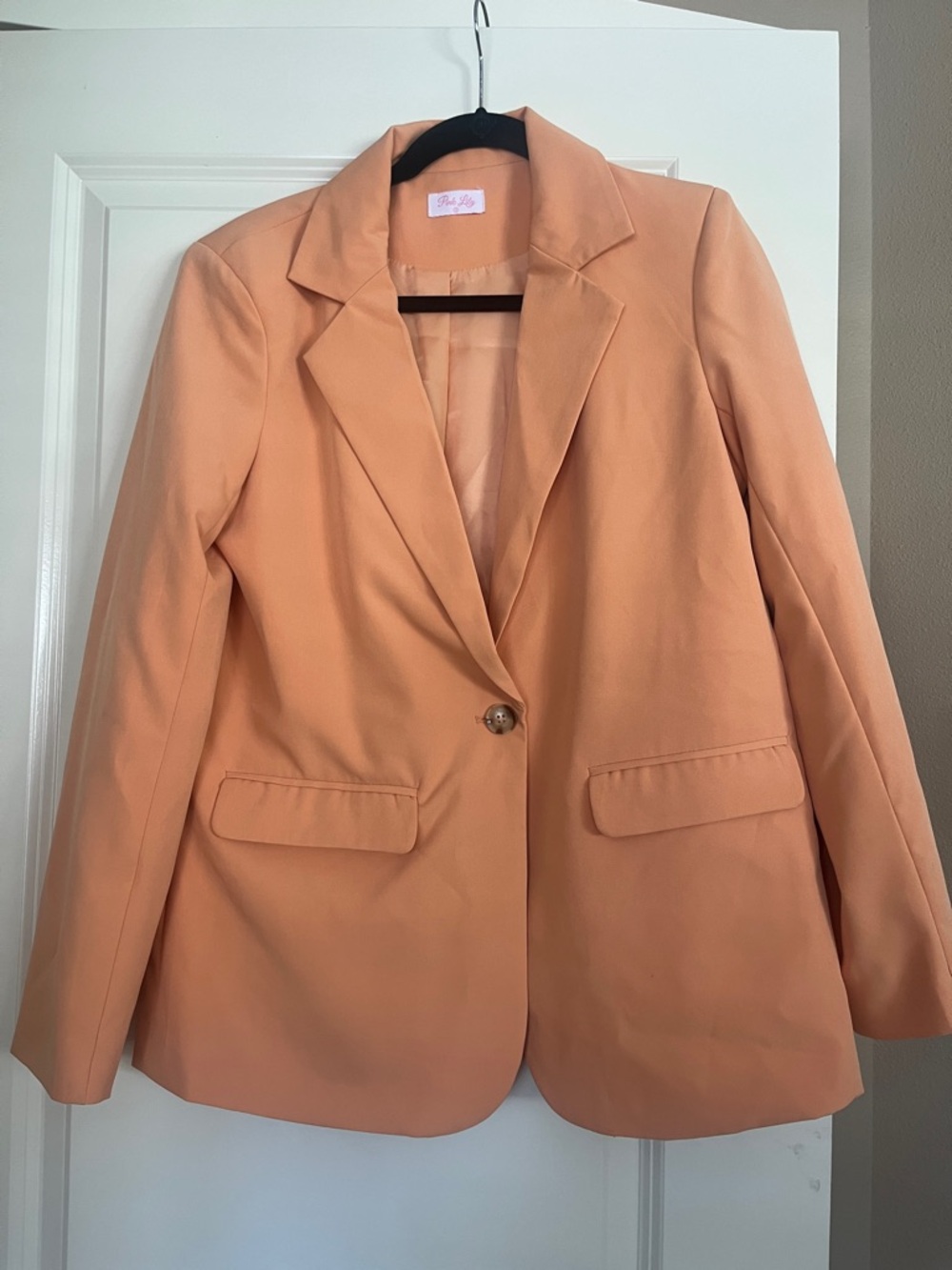 Pink Lily Peach Single-Button Blazer